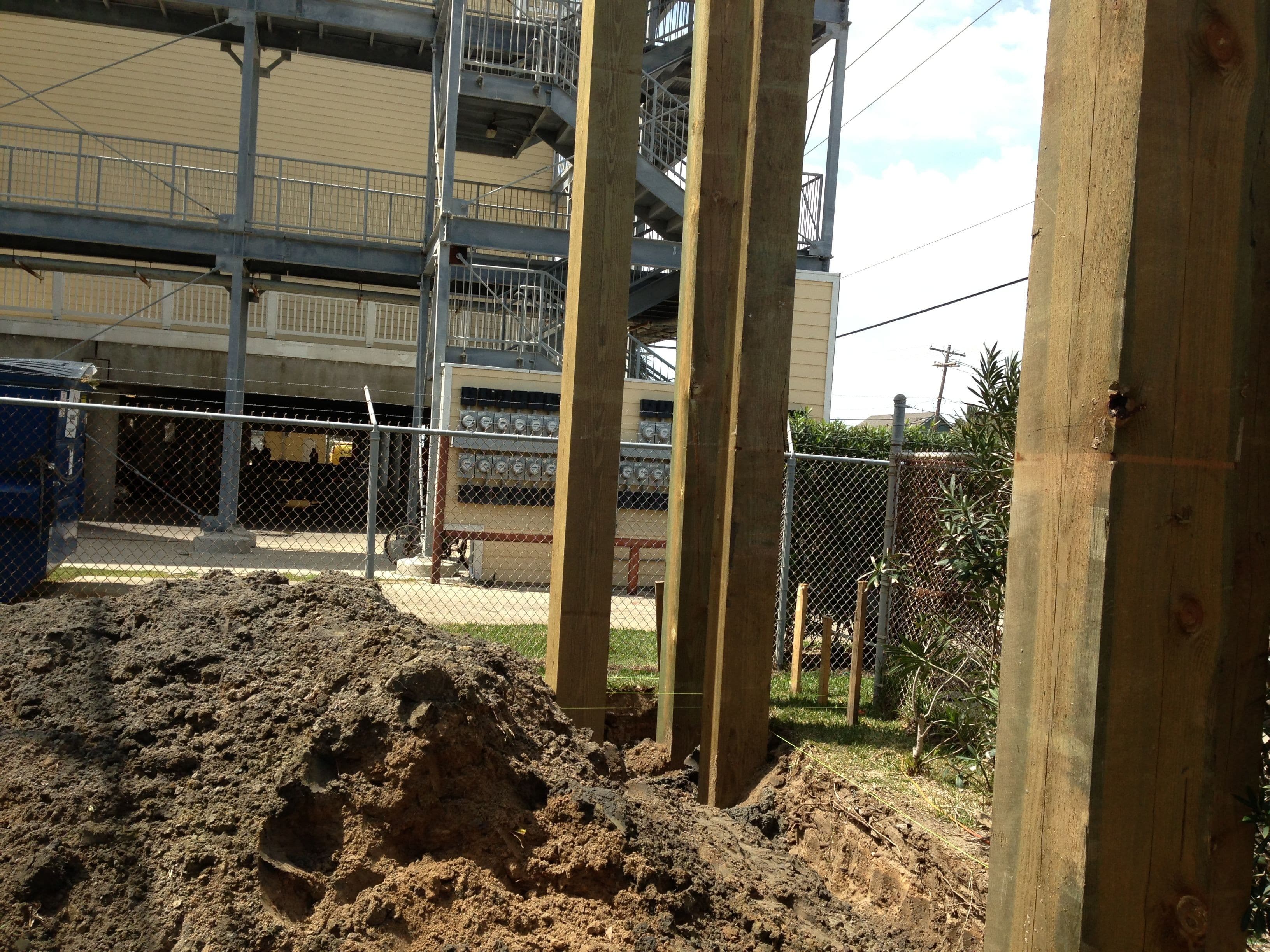 Wooden Pillars on the Construction Site